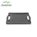 BBQ grill cast iron reversible griddle pan plate with two grilling surface